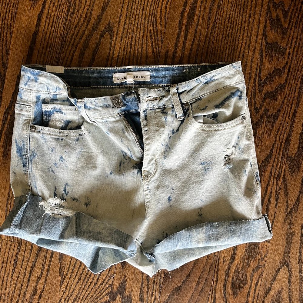 Tie-dye jean shorts